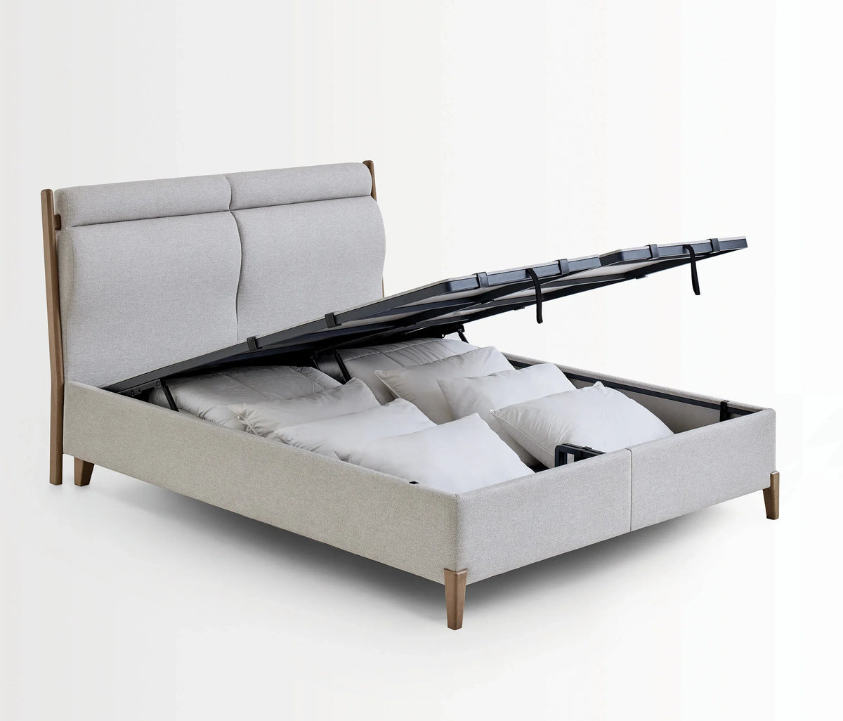 Тапицирана основа за легло «Ergonomic Air» с място за съхранение, повдигащ механизъм, система за безшумно затваряне