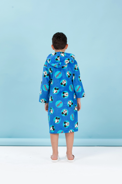 Детски халат за баня «DSNY Mickey Smile Blue» - памук, възраст 11-12г.