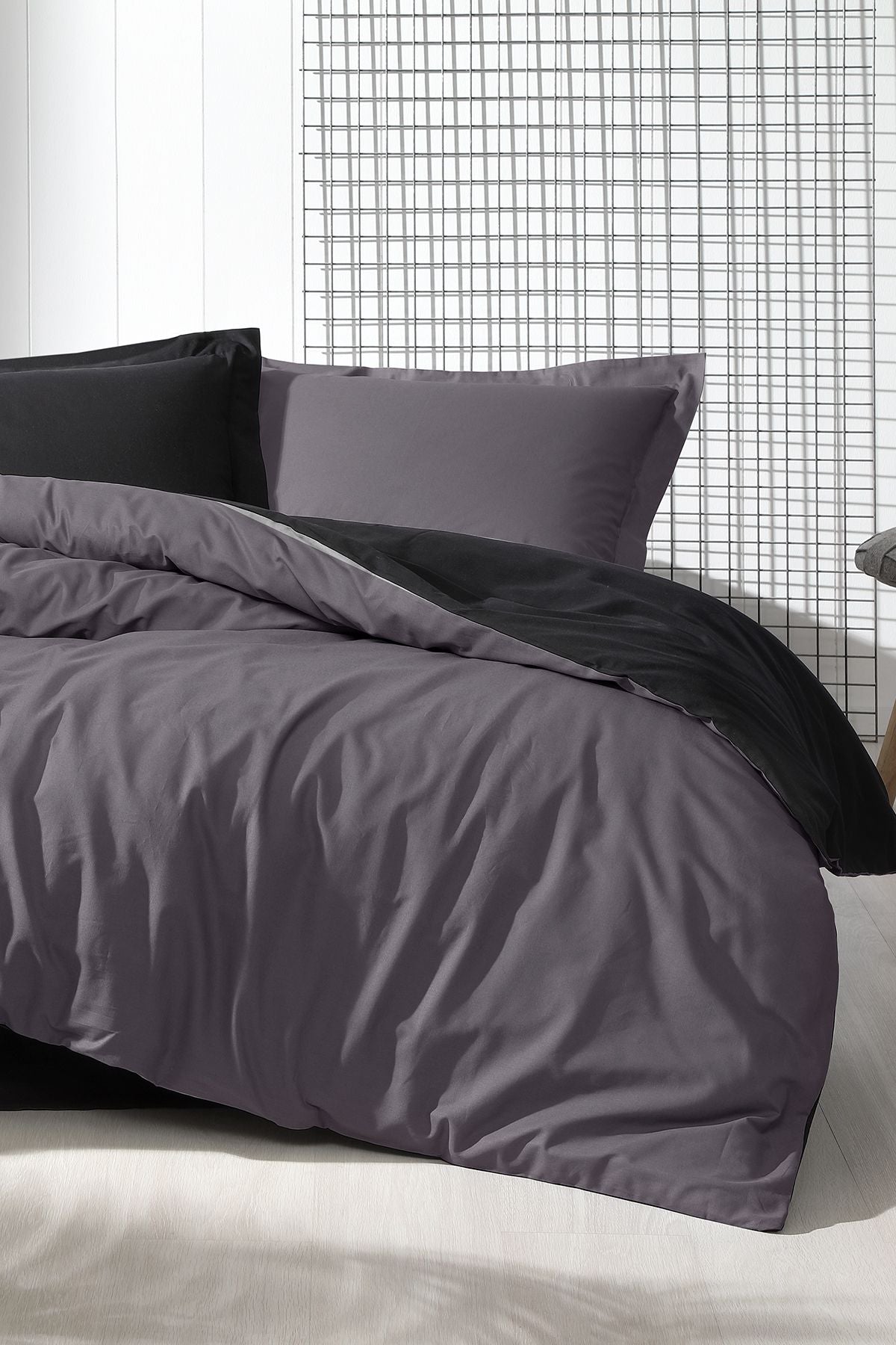 Единичен спален комплект «Colormix Antrazit Siyah» - 3 части, памук, ранфорс