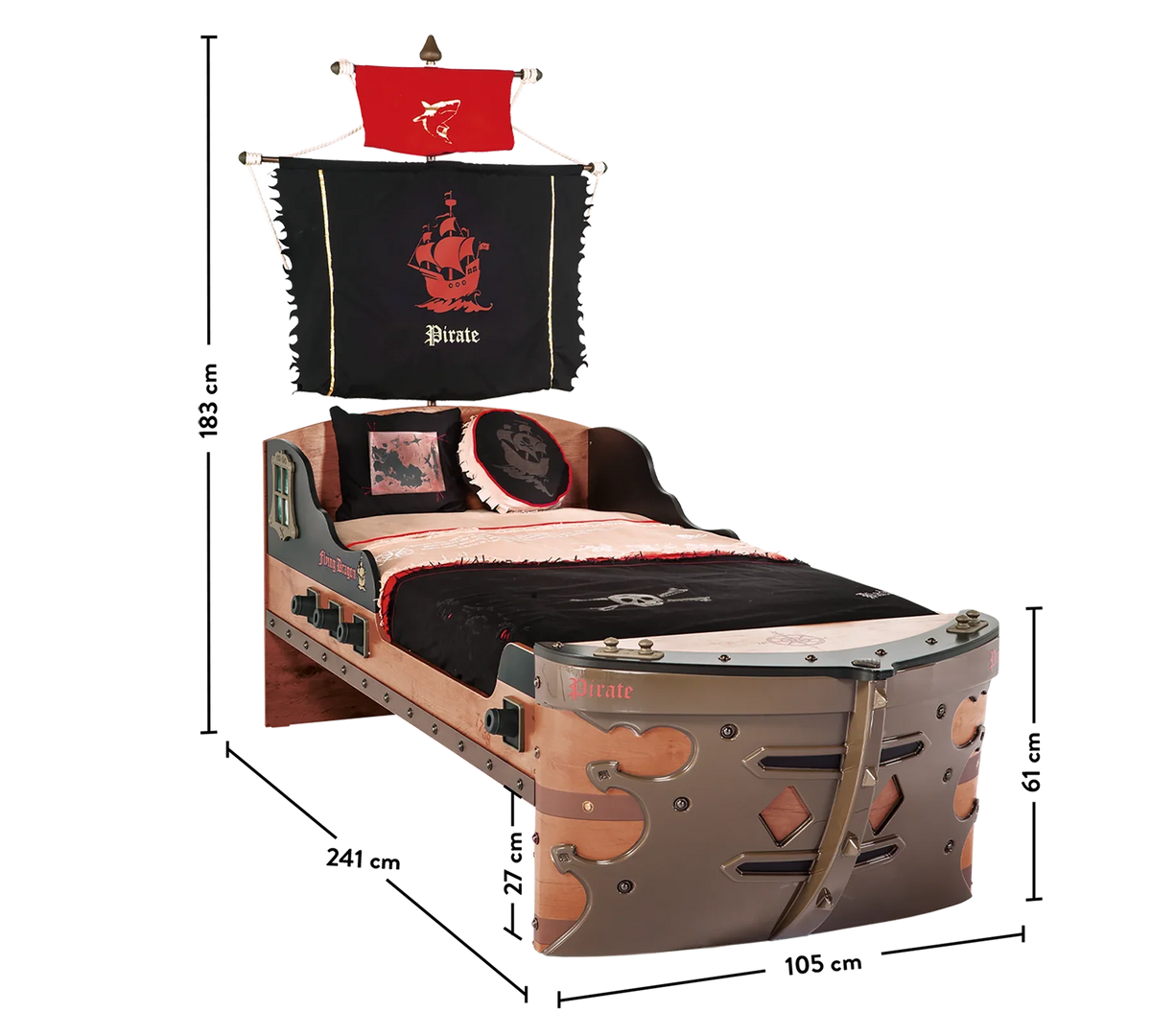 Легло-кораб «Pirate S» за матрак 90х190см