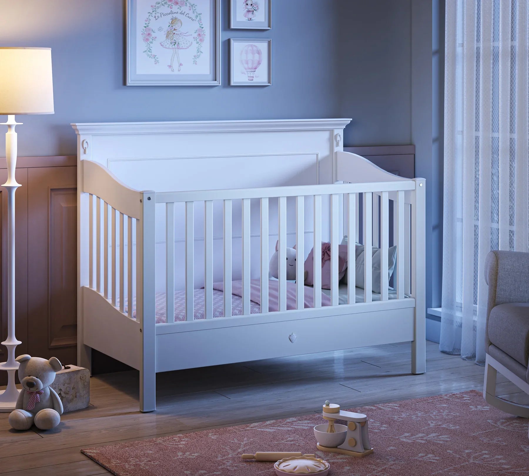 Дневно легло «Romantic baby» с подвижна преграда, за матрак 70х140см