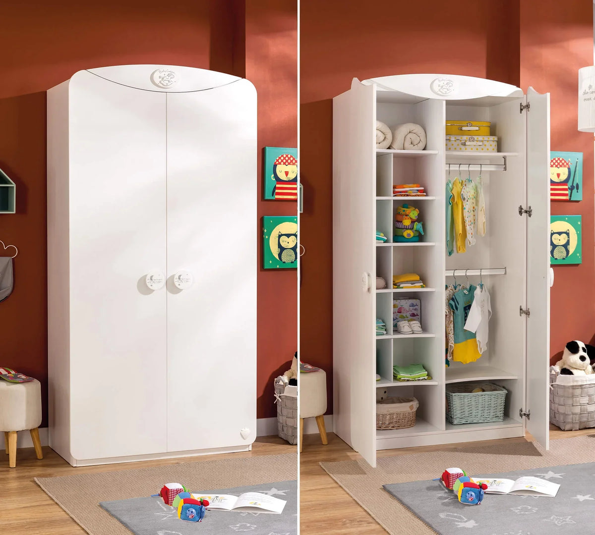 Двукрилен гардероб «Baby Cotton Sl» - рафтове, ширина 101см