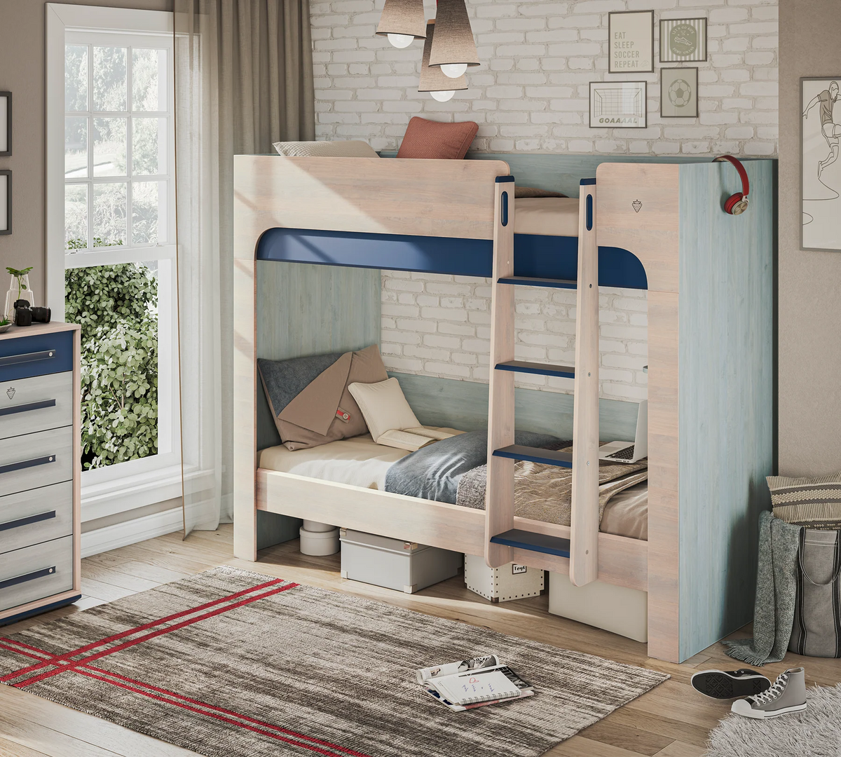 Двуетажно легло «Trio» за матраци 90x200см