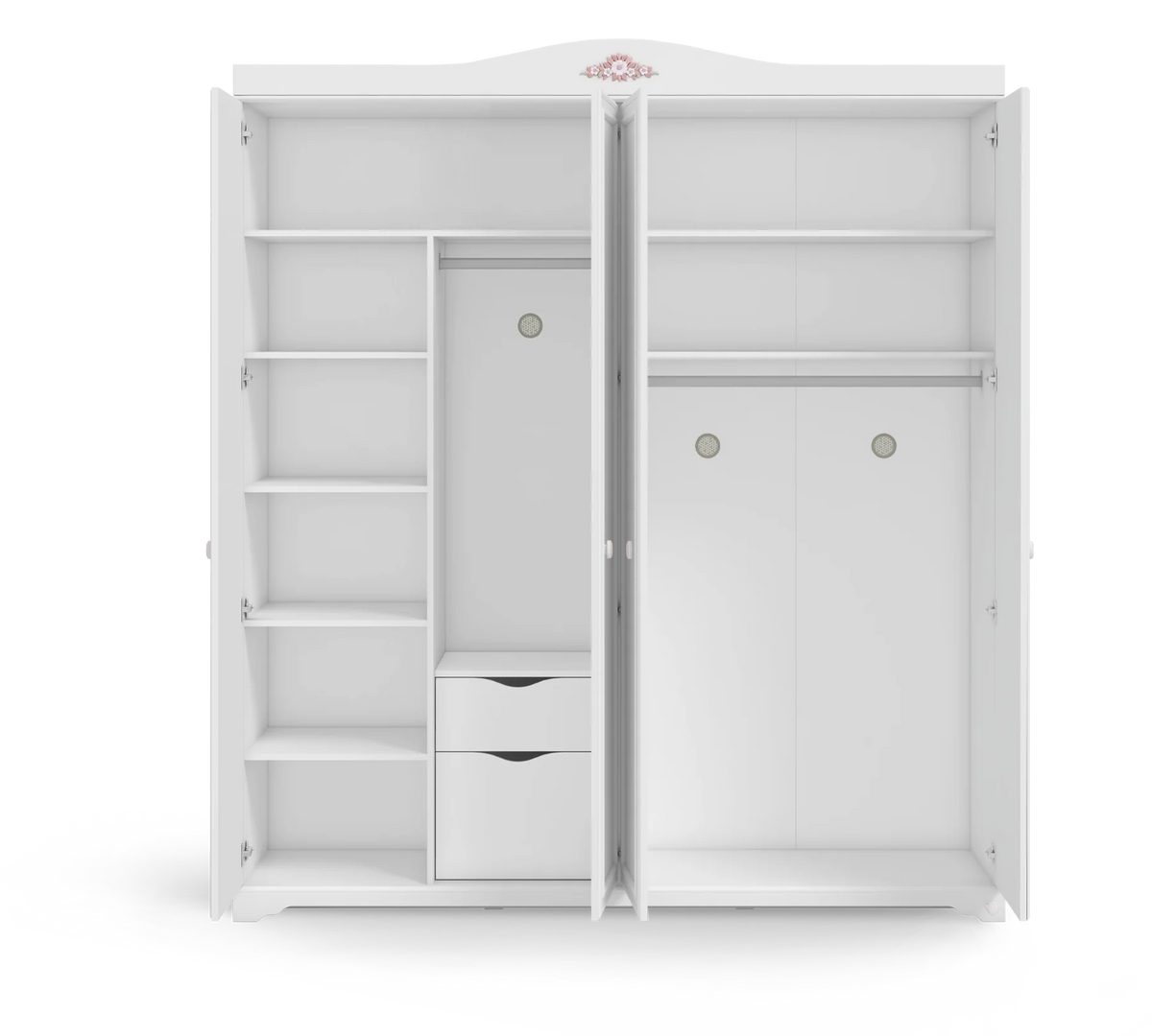 Четирикрилен гардероб «Rustic White» - ширина 202см