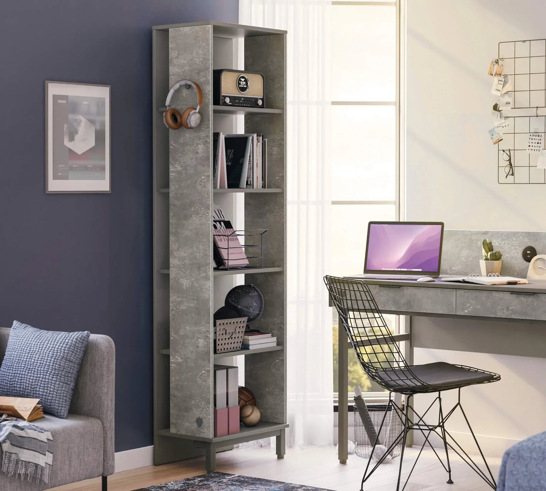 Библиотека «Space Gray» с размер 52x180x32см