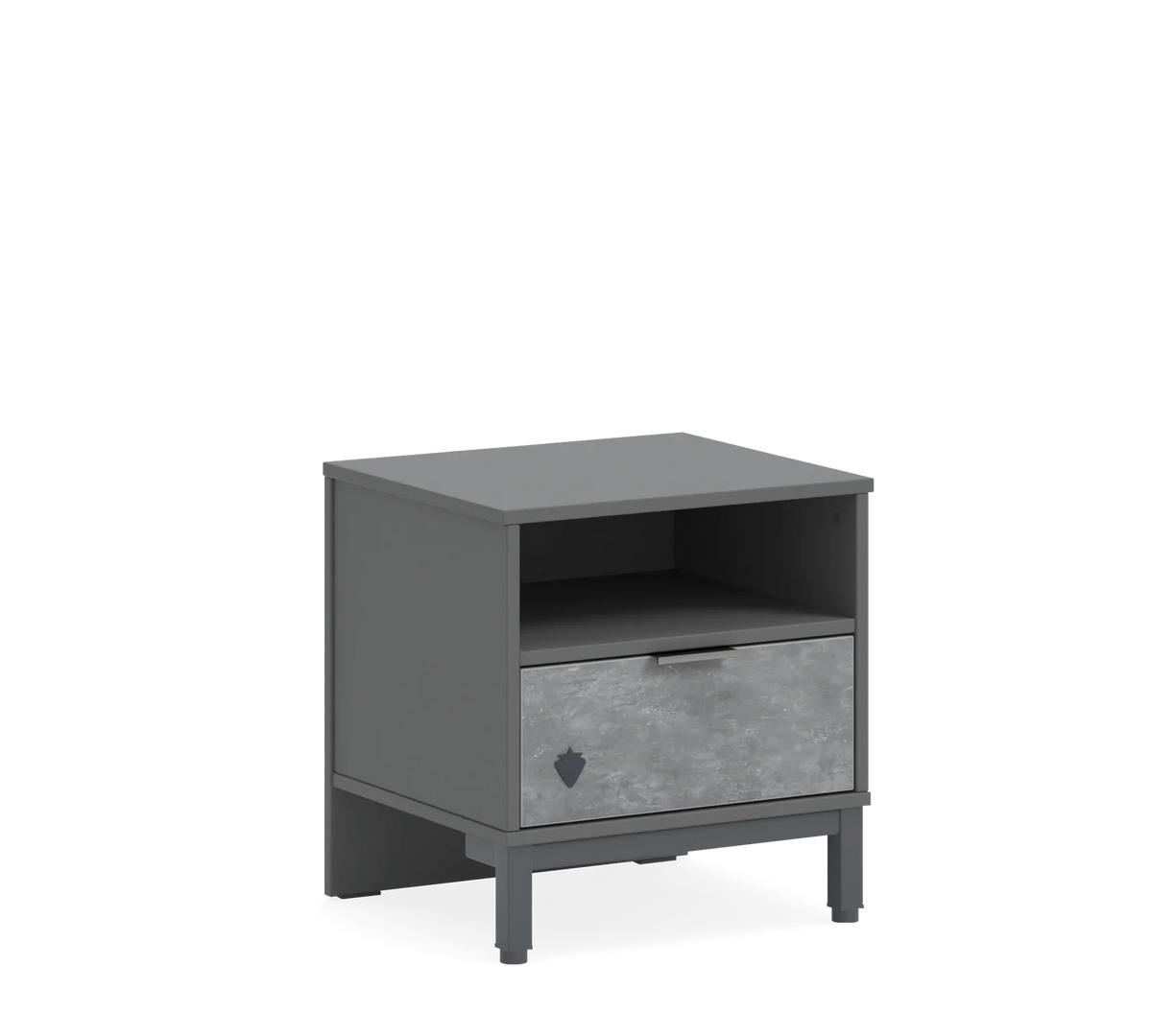 Нощно шкафче «Space Gray» + чекмедже и рафт, размер 47х50х43см