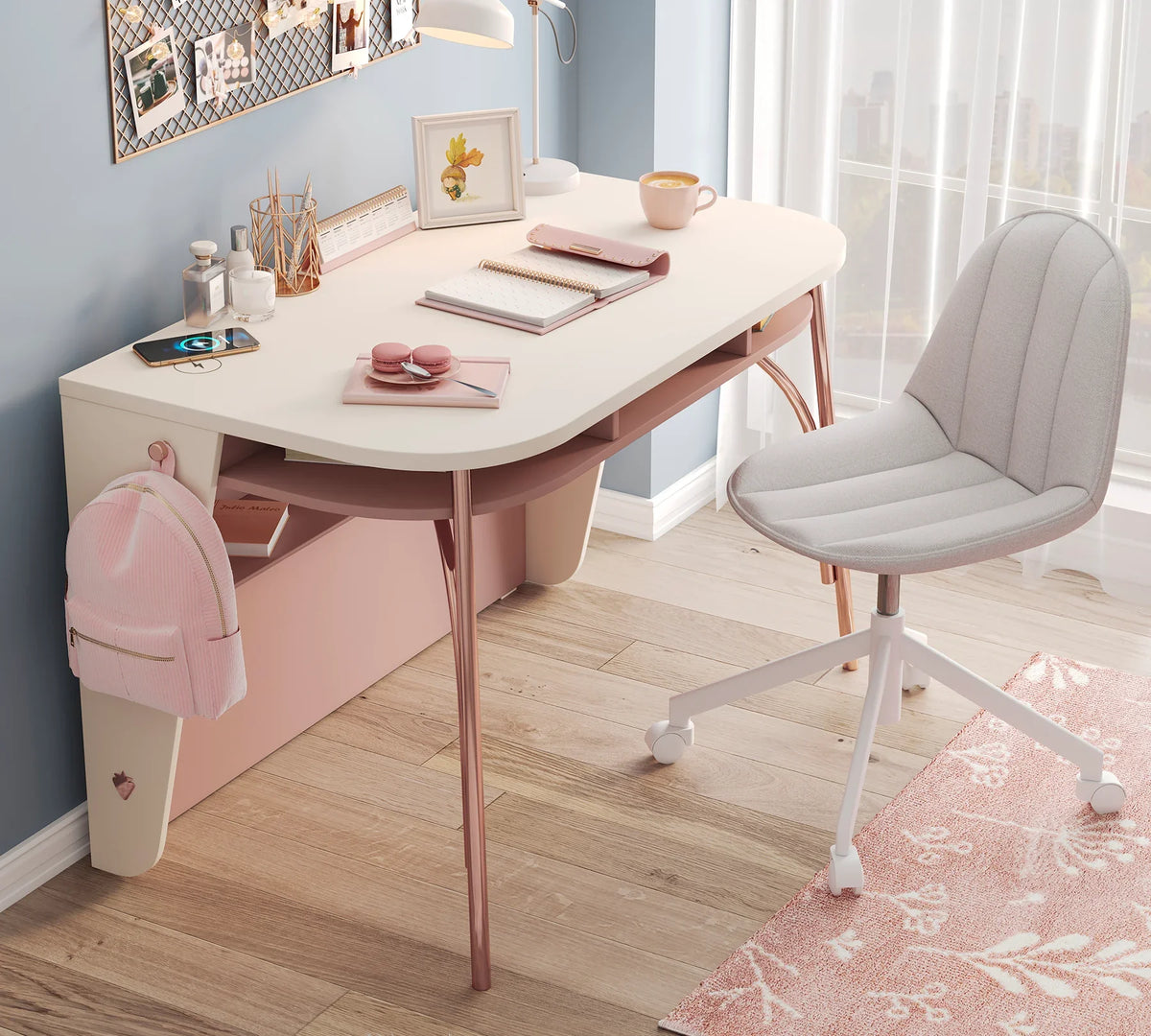 Стая «Elegance Plus» легло, гардероб, матрак, бюро, килим, завеси, осветление
