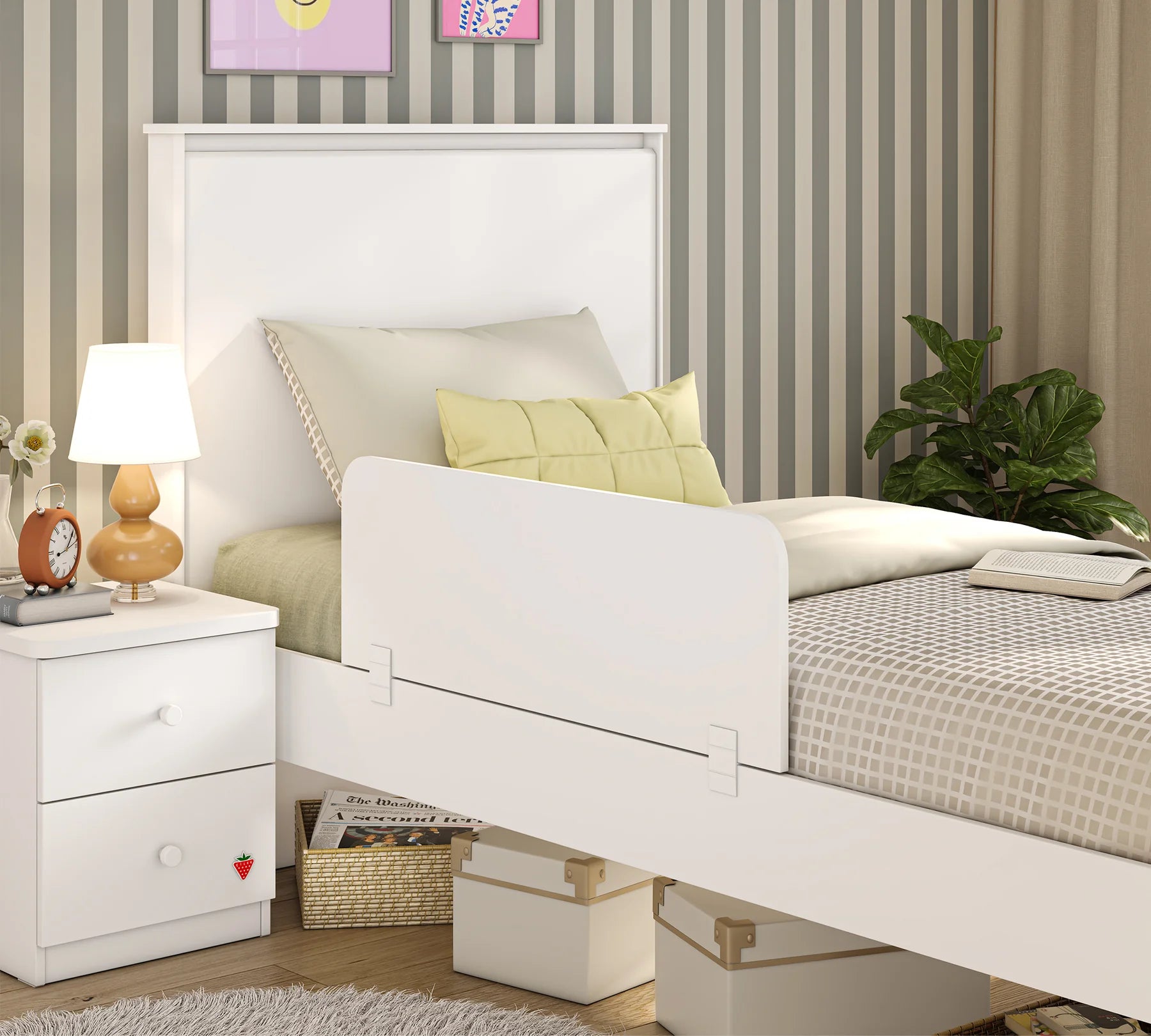 Нощно шкафче «Varia White» + две чекмеджета, размер 43х50х42см