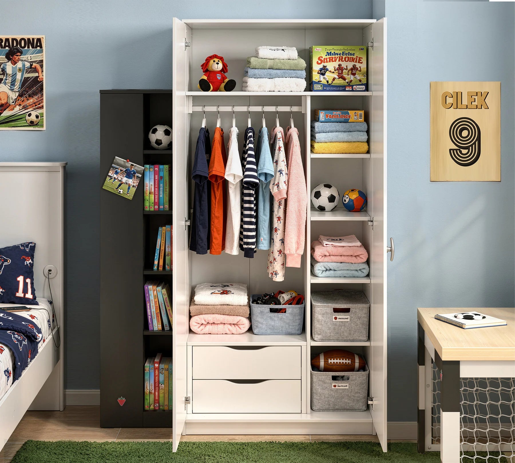 Двукрилен гардероб «Locker White» - ширина 90см