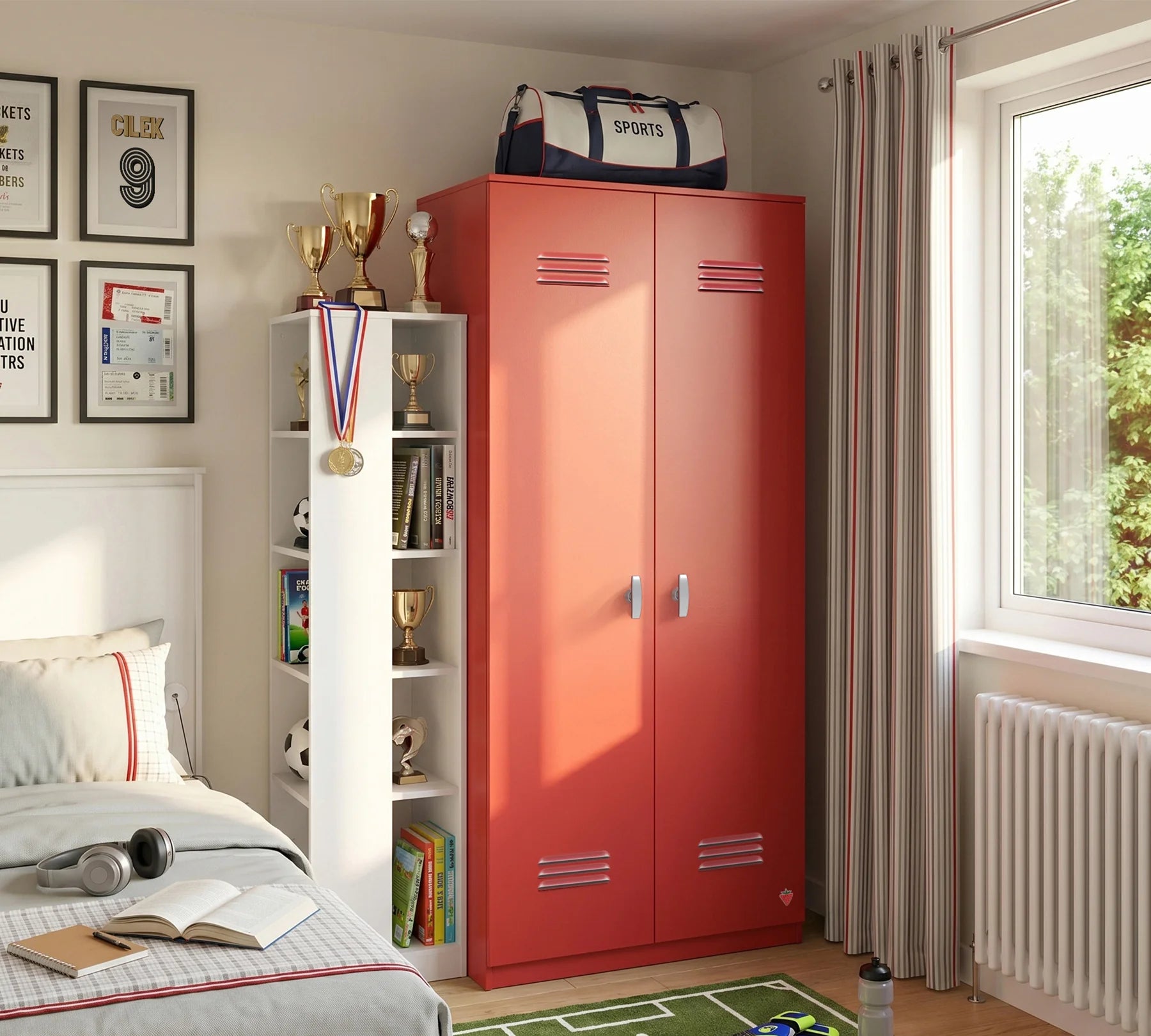 Двукрилен гардероб «Locker Red» - ширина 90см