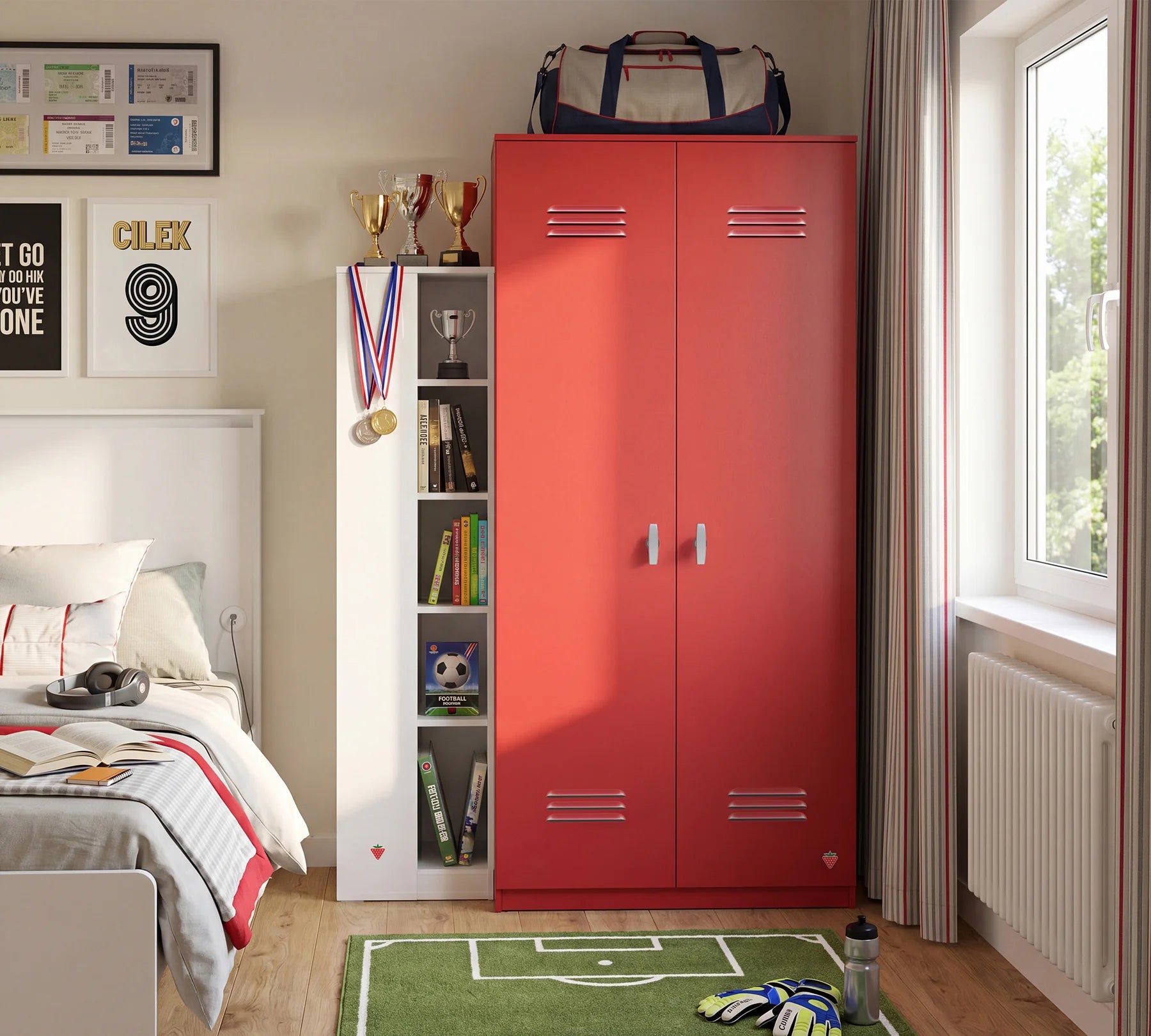 Двукрилен гардероб «Locker Red» - ширина 90см