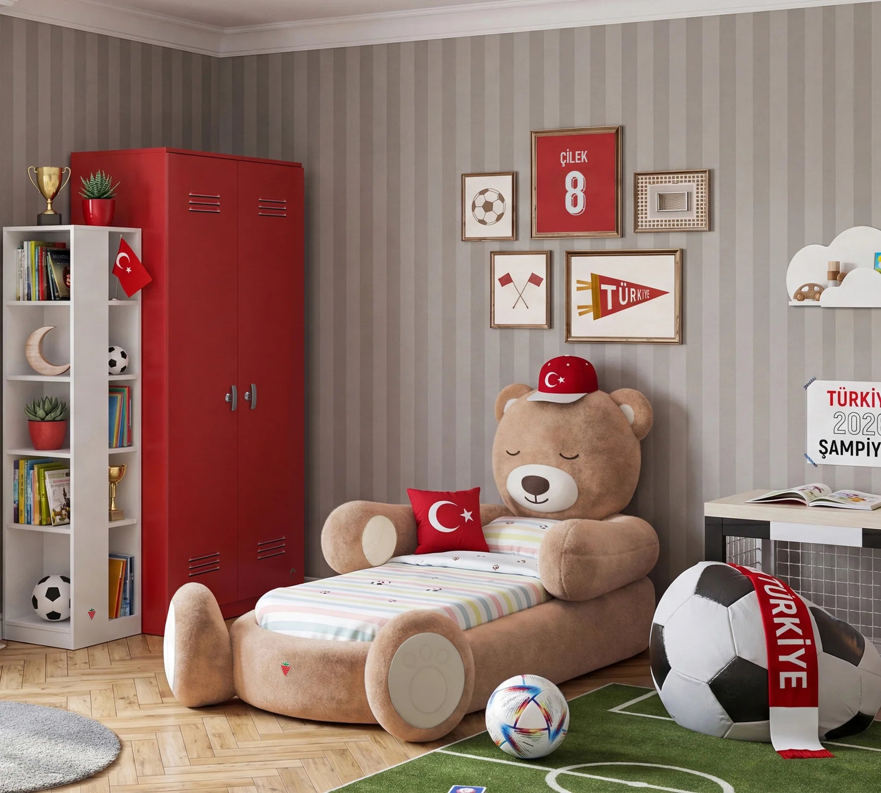 Двукрилен гардероб «Locker Red» - ширина 90см