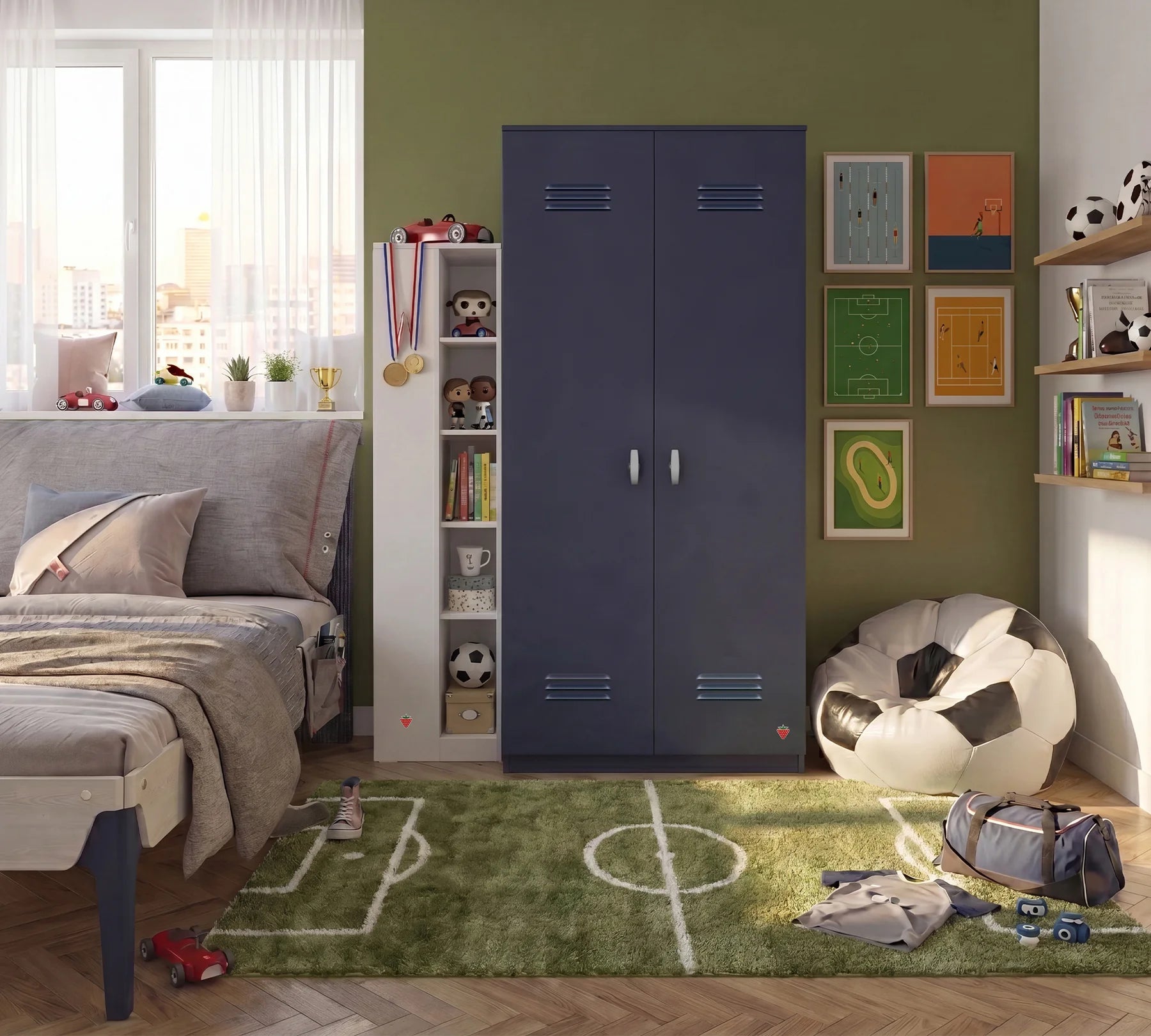 Двукрилен гардероб «Locker Dark blue» - ширина 90см