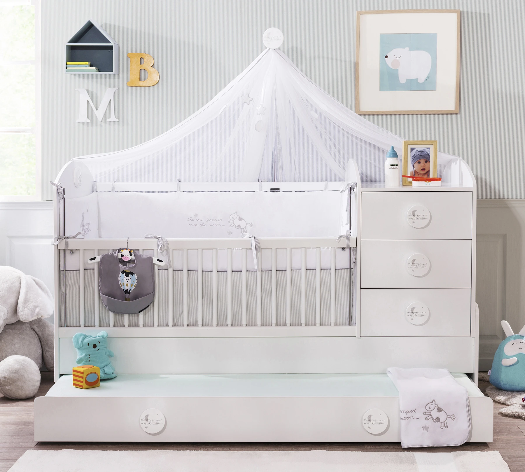 Трансформираща се бебешка кошара «Baby Cotton Sl» за матраци 80x130см и 80x180cm