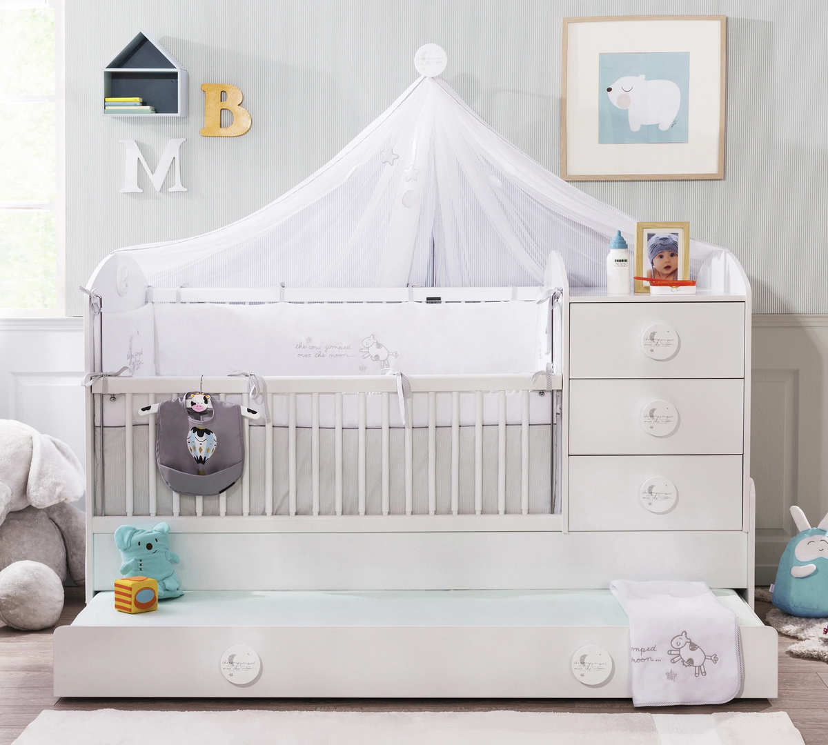 Трансформираща се бебешка кошара «Baby Cotton Sl» за матраци 80x130см и 80x180cm