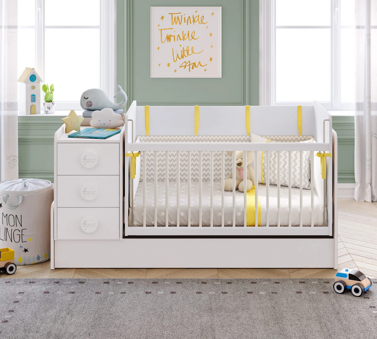 Трансформираща се бебешка кошара «Baby Cotton» за матраци 70x115см и 70x160cm