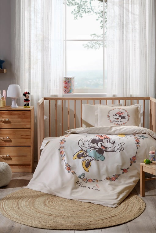 Бебешки спален комплект «Minnie Mouse Sunshine» - 3 части, памук ранфорс