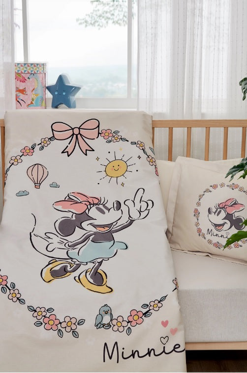 Бебешки спален комплект «Minnie Mouse Sunshine» - 3 части, памук ранфорс