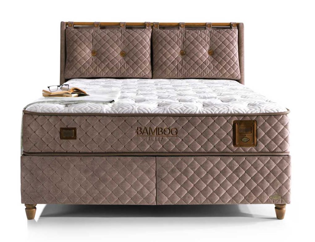 Тапицирано легло «Bamboo Sleep» + Матрак и табла - с място за съхранение, матрак с бамбукови влакна