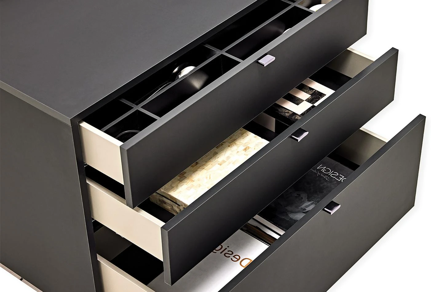 Шкаф «Legato Black» с три чекмеджета и органайзер, размер 80х81х48см