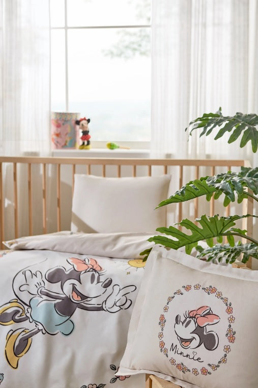 Бебешки спален комплект «Minnie Mouse Sunshine» - 3 части, памук ранфорс