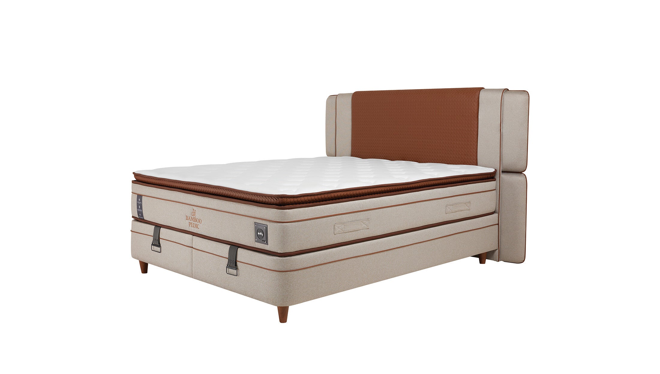 Тапицирано легло «Bamboo Pedic» + Матрак и табла - с място за съхранение, матрак с бамбукови влакна, с микрокапсули