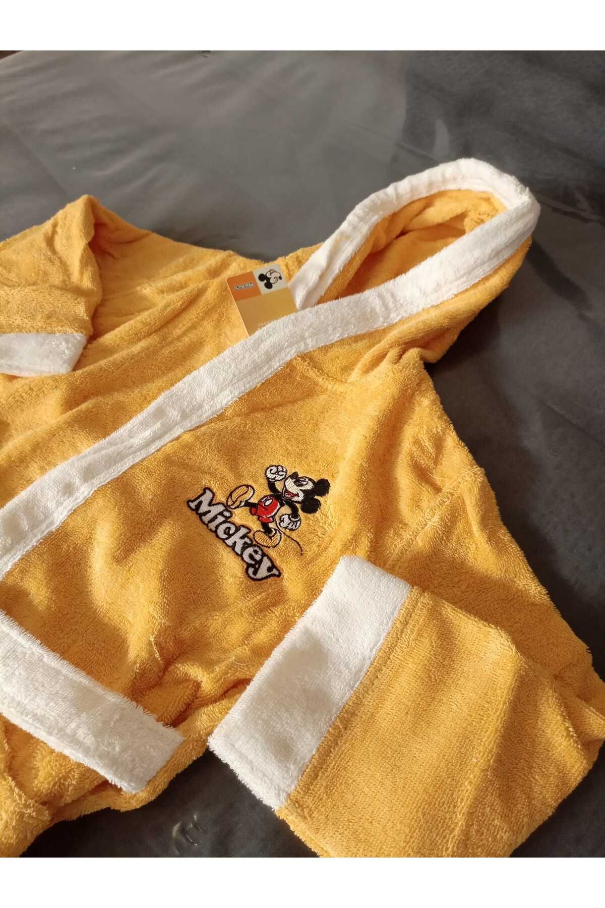 Детски халат за баня «Mickey M.Happy Yellow» - памук, възраст 11-12г