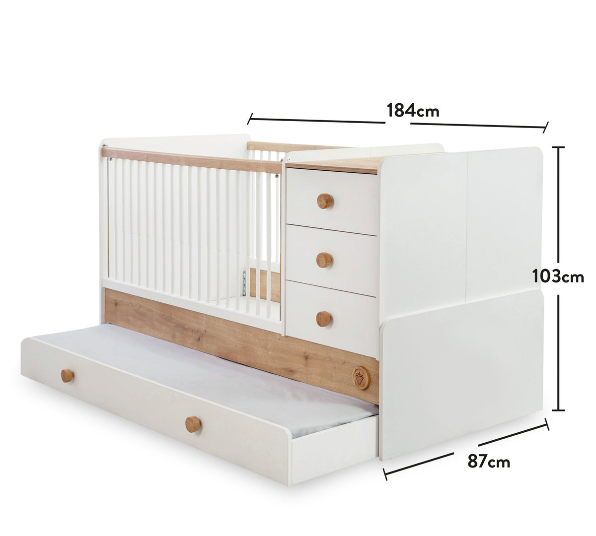 Трансформираща се бебешка кошара - легло «Natura Baby Sl» за матраци 80x130см и 80x180cm