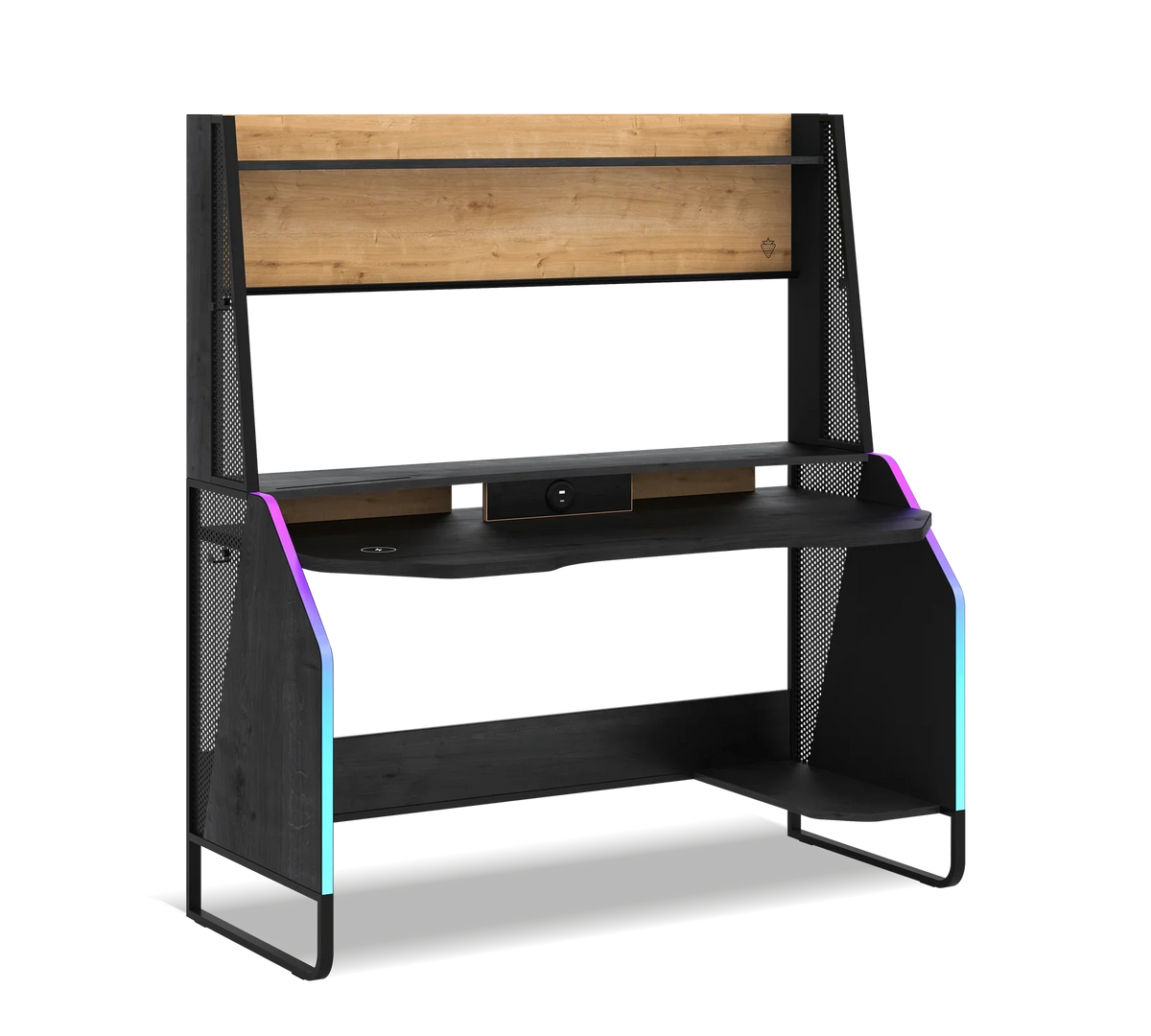 Геймърско бюро «Black 2» с USB зарядна станция, размер 142x154x72