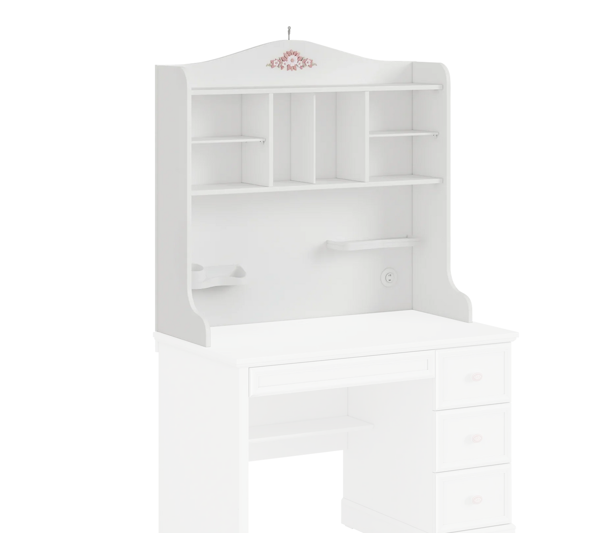 Надстройка за бюро «Rustic White» + USB зарядна станция, размер 105х100х38см