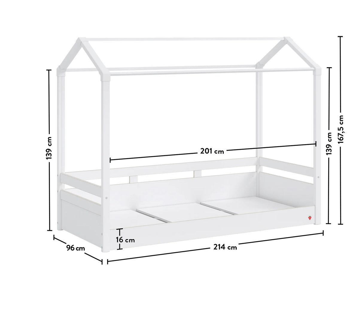 Легло - къщичка «Montes White» за матрак 90х200см