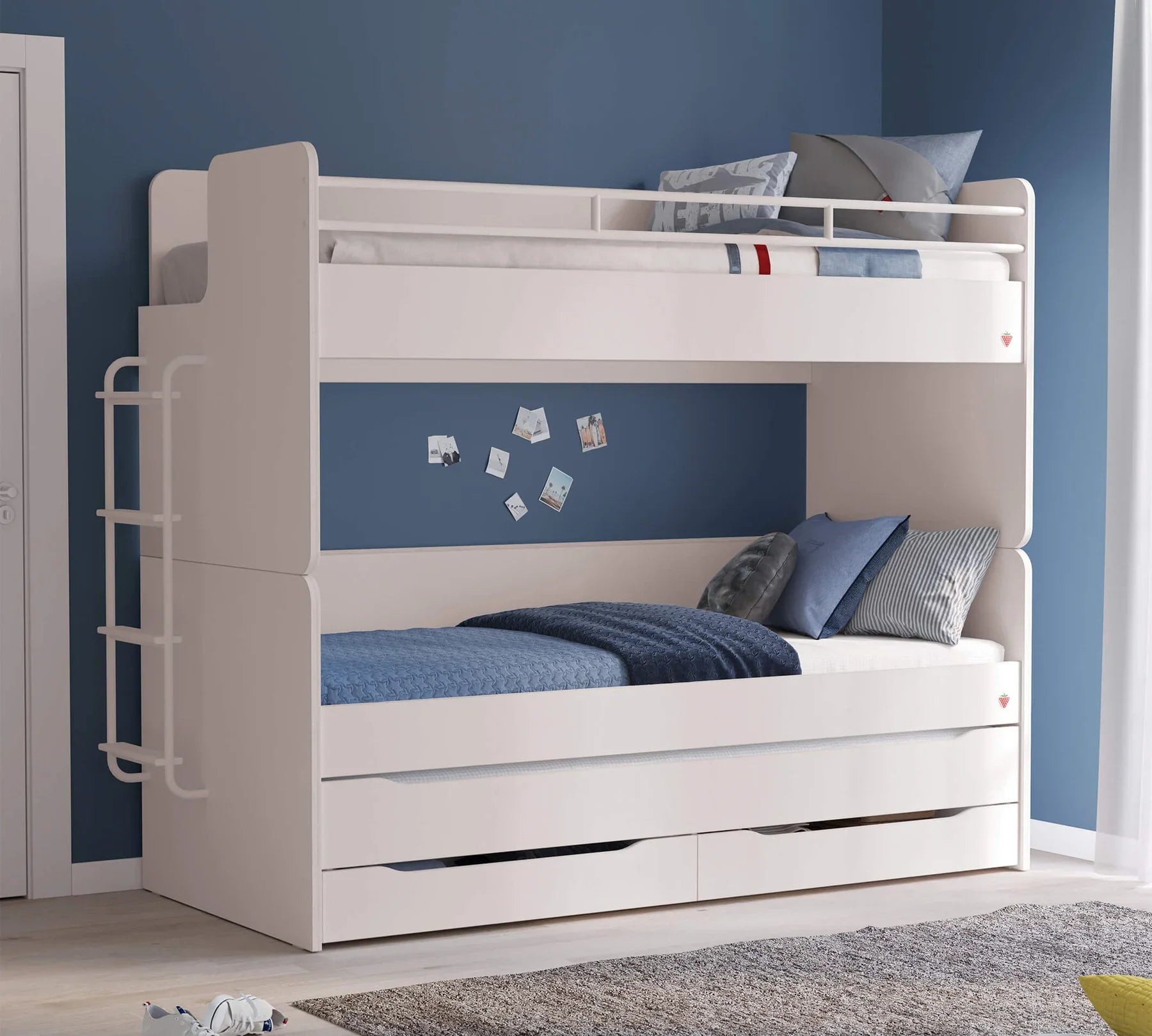 Издърпващо се чекмедже за легло «Studio White» + чекмеджета, за матрак 90x200см