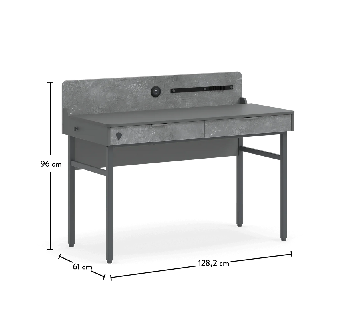 Бюро «Space Gray» с USB зарядна станция, размер 128x96x61