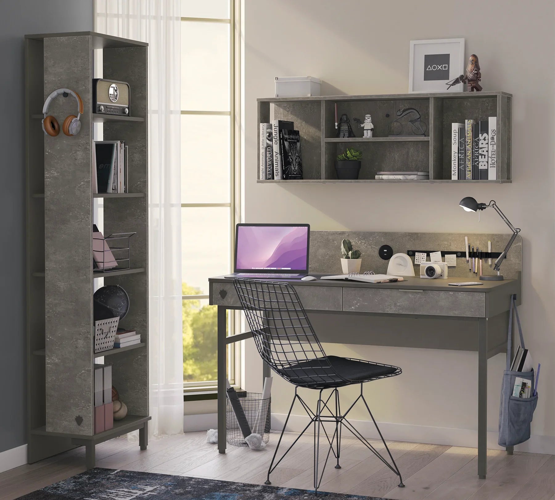 Етажерка за бюро «Space Gray» - размер 114х39х21см