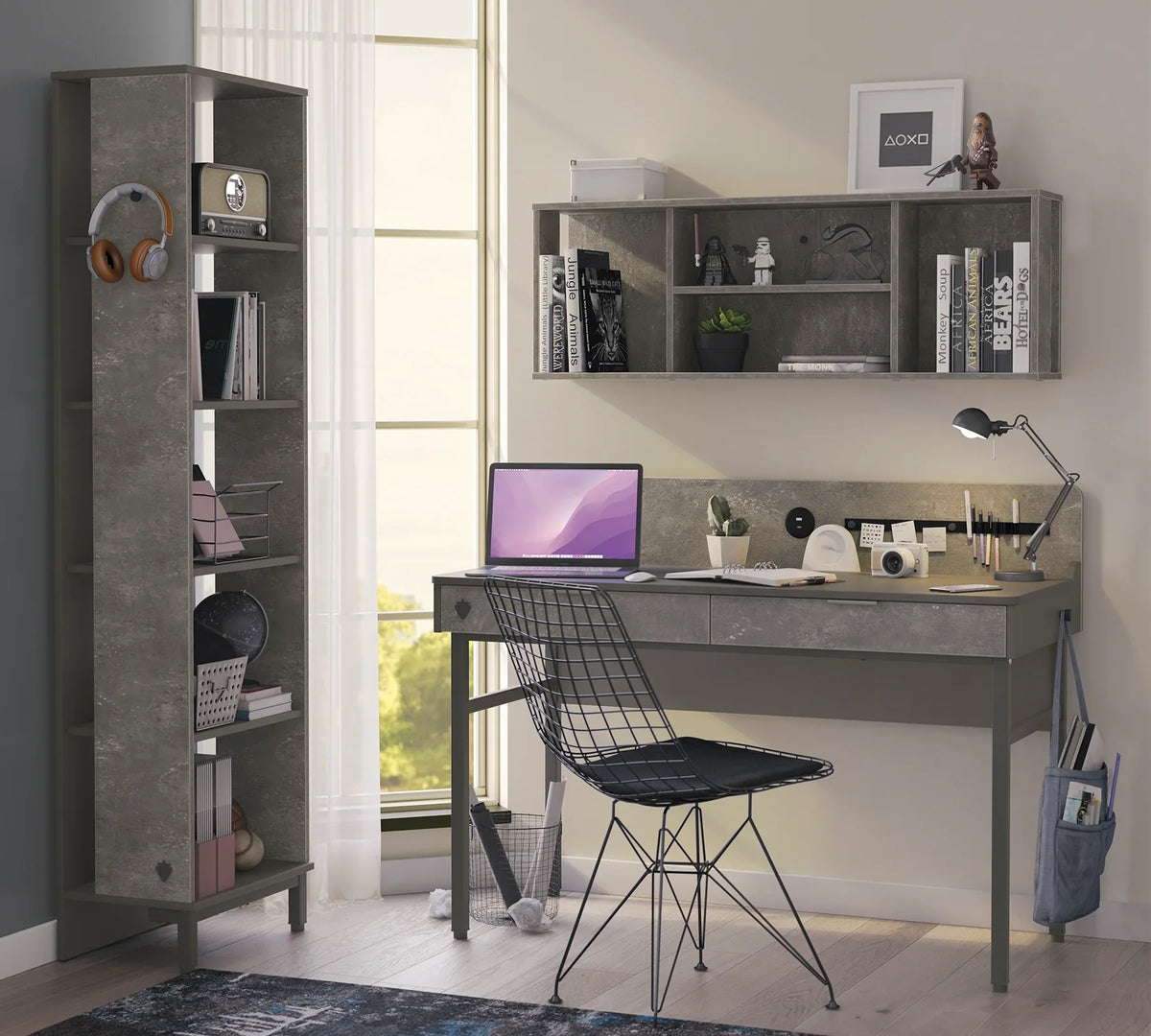 Етажерка за бюро «Space Gray» - размер 114х39х21см