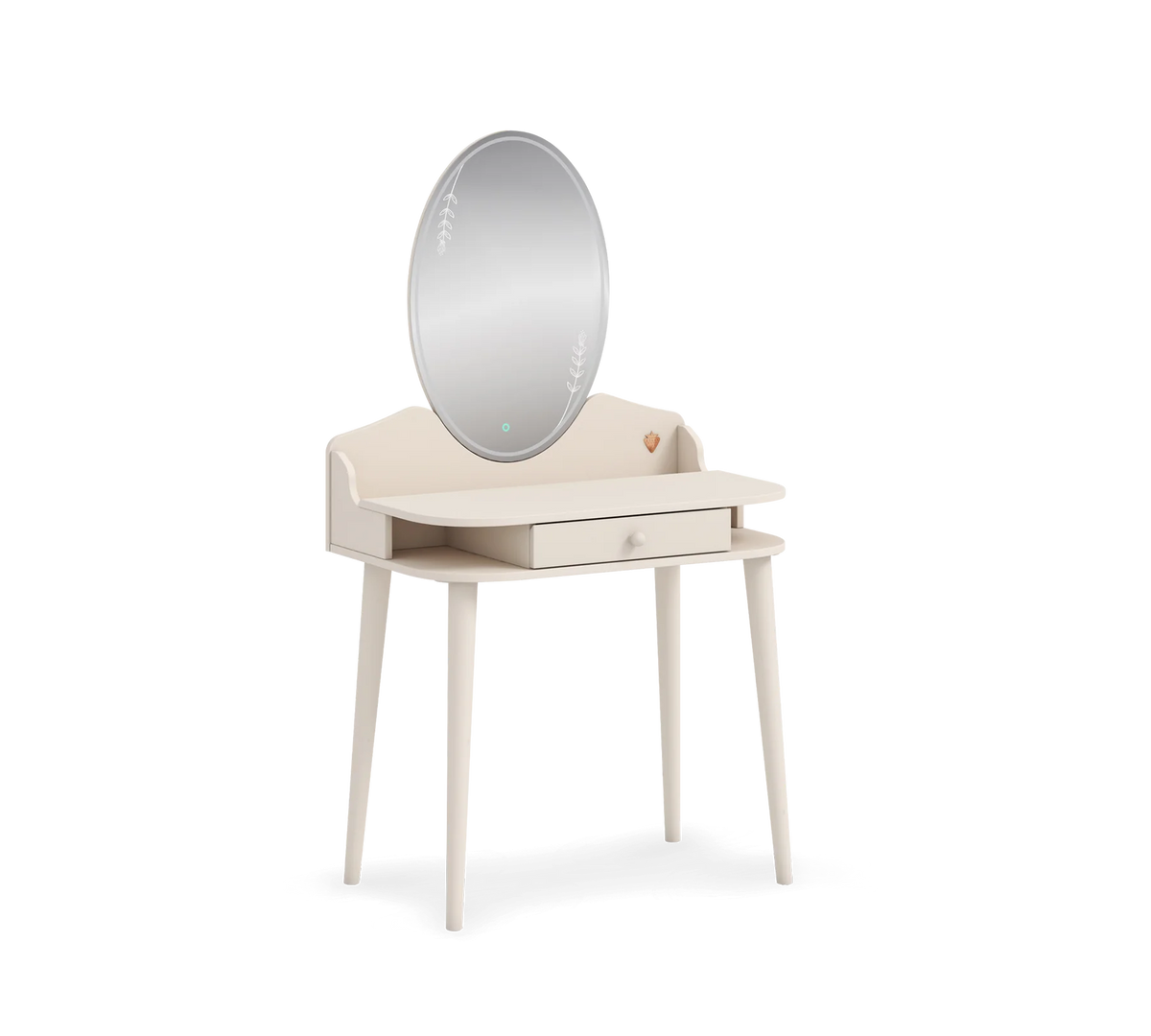 Тоалетка «Крем» + чекмедже и рафтове, огледало с LED осветление, размер 80х143х50см