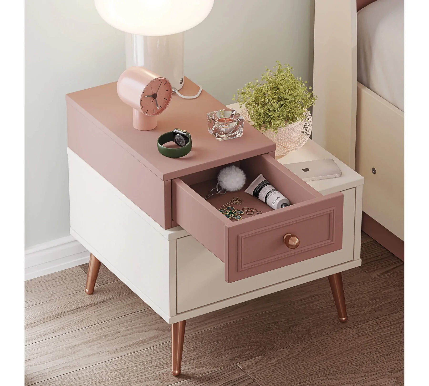 Нощно шкафче «Elegance» + две чекмеджета, размер 47х48х44см