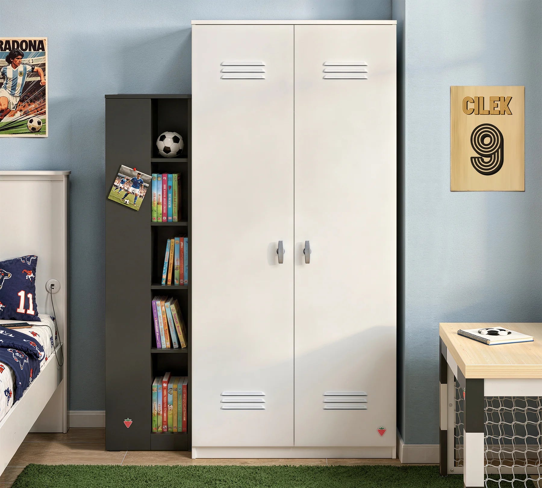 Двукрилен гардероб «Locker White» - ширина 90см
