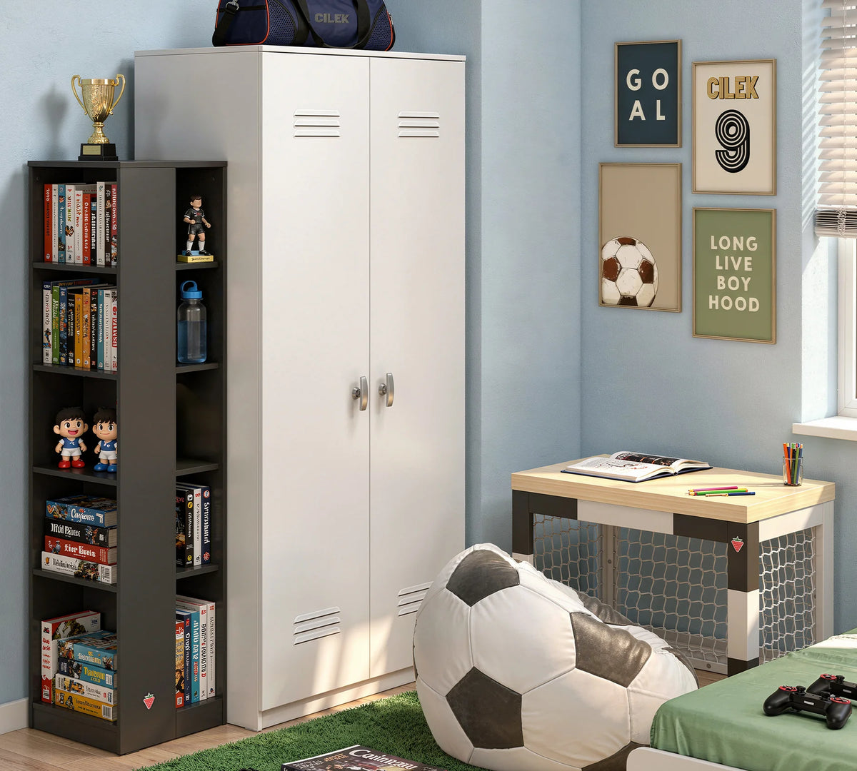Двукрилен гардероб «Locker White» - ширина 90см