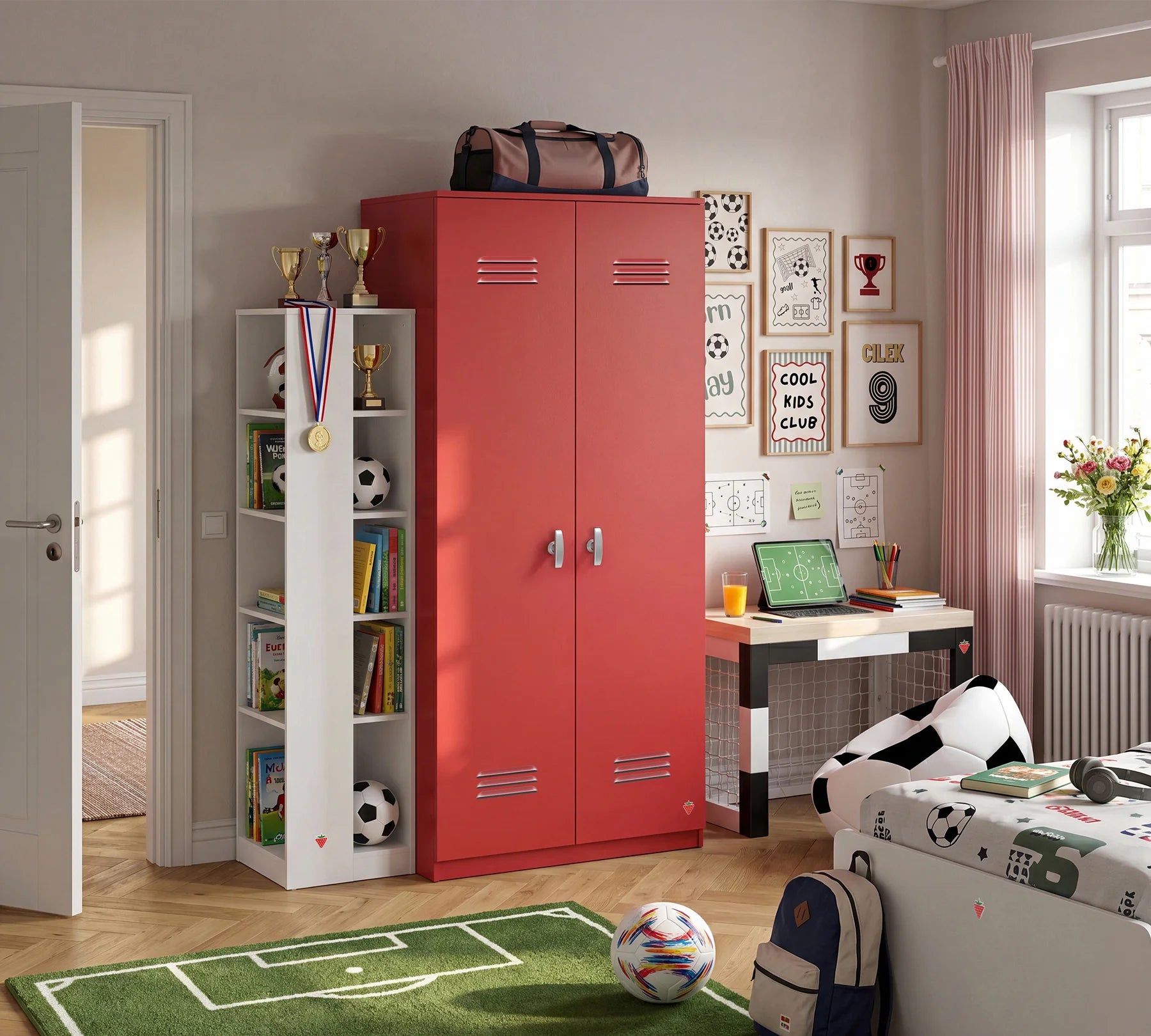 Двукрилен гардероб «Locker Red» - ширина 90см