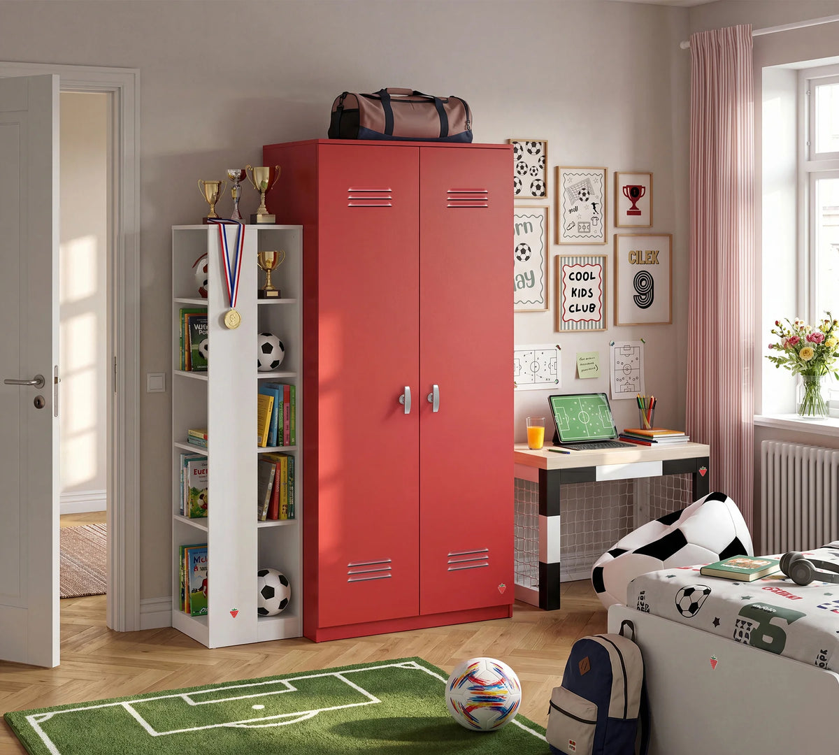 Двукрилен гардероб «Locker Red» - ширина 90см
