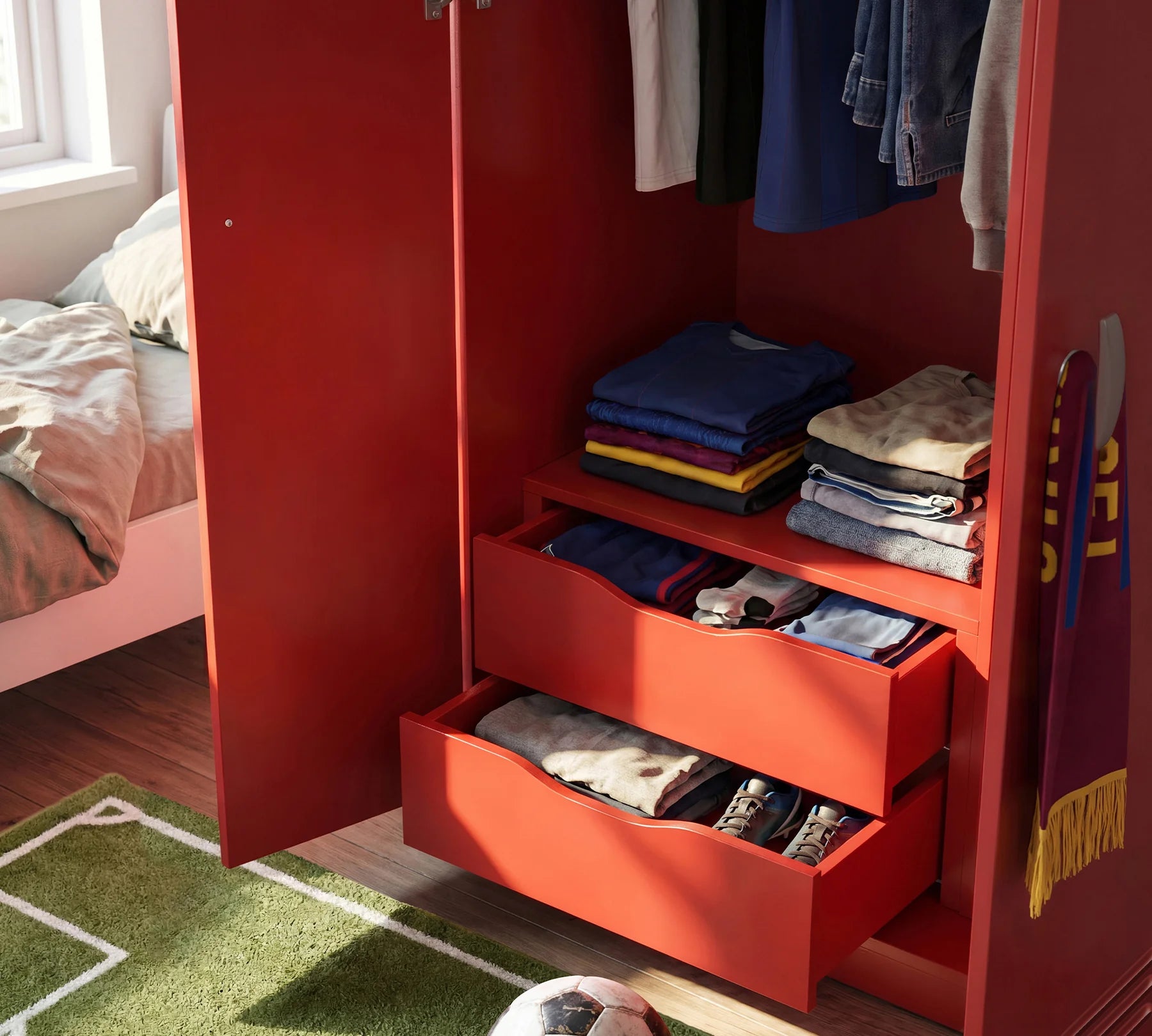 Двукрилен гардероб «Locker Red» - ширина 90см