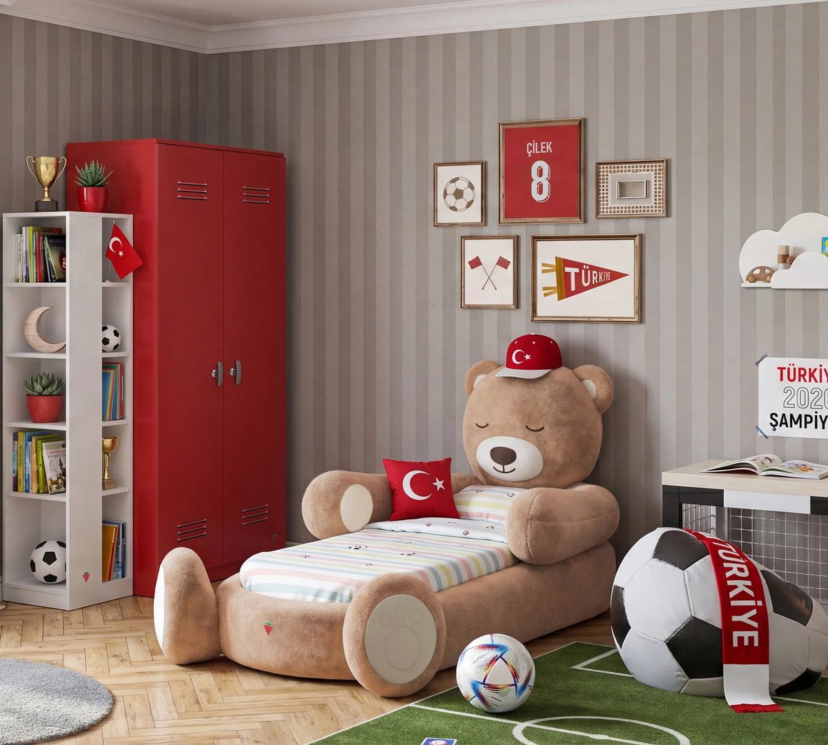 Двукрилен гардероб «Locker Red» - ширина 90см