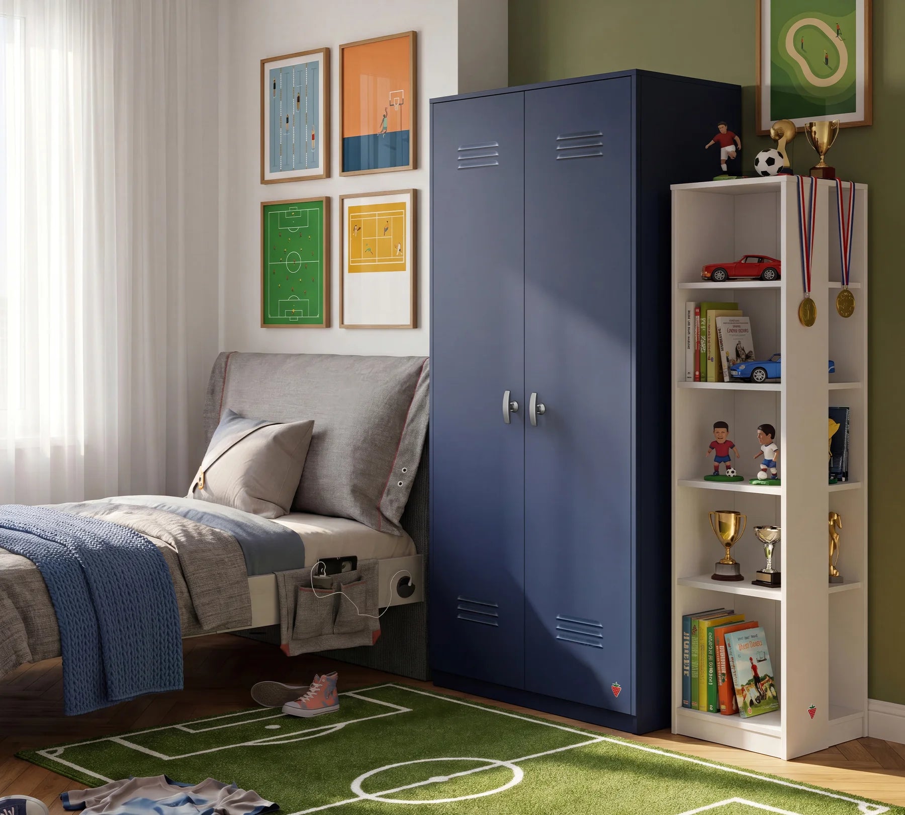 Двукрилен гардероб «Locker Dark blue» - ширина 90см