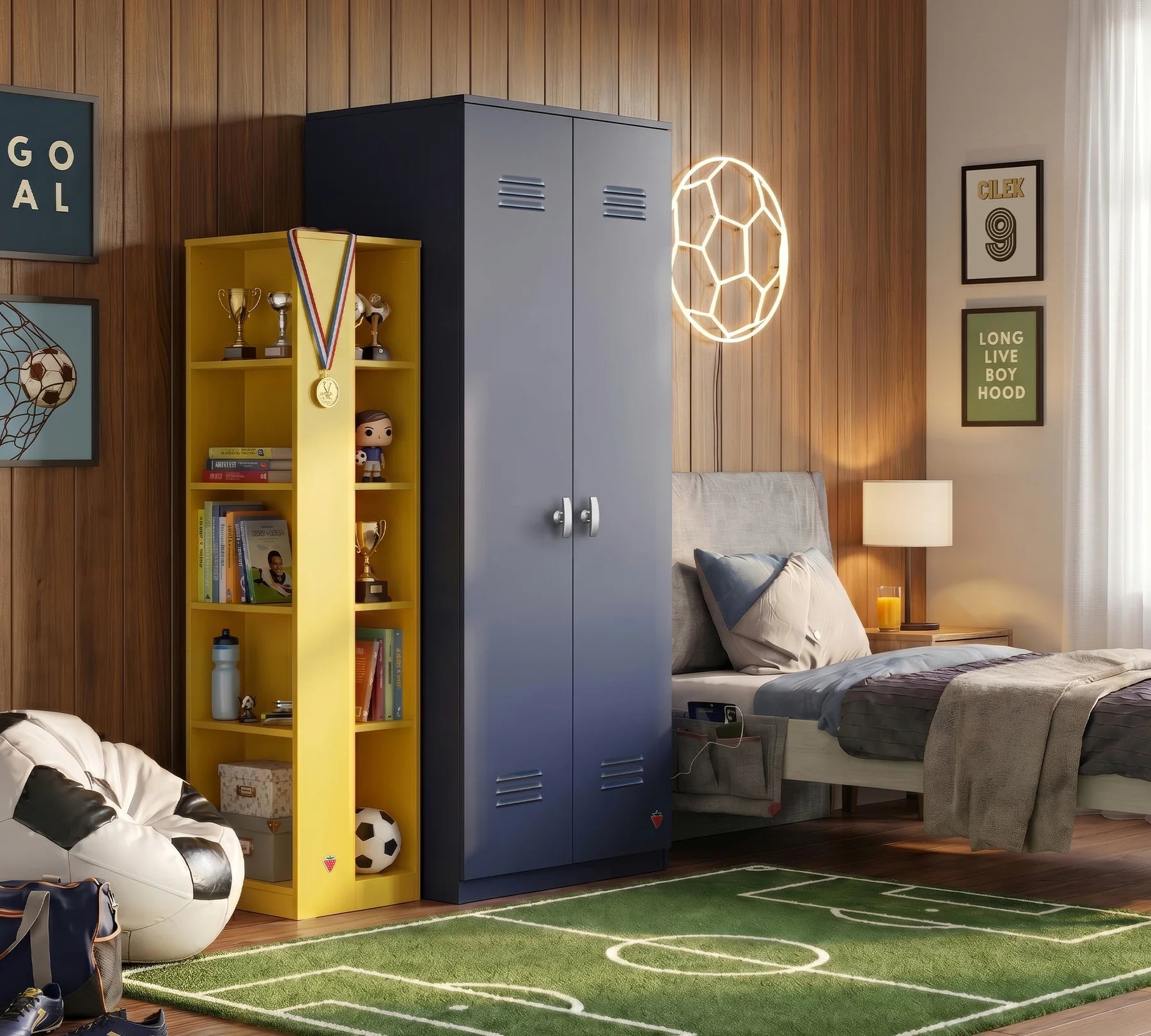 Двукрилен гардероб «Locker Dark blue» - ширина 90см