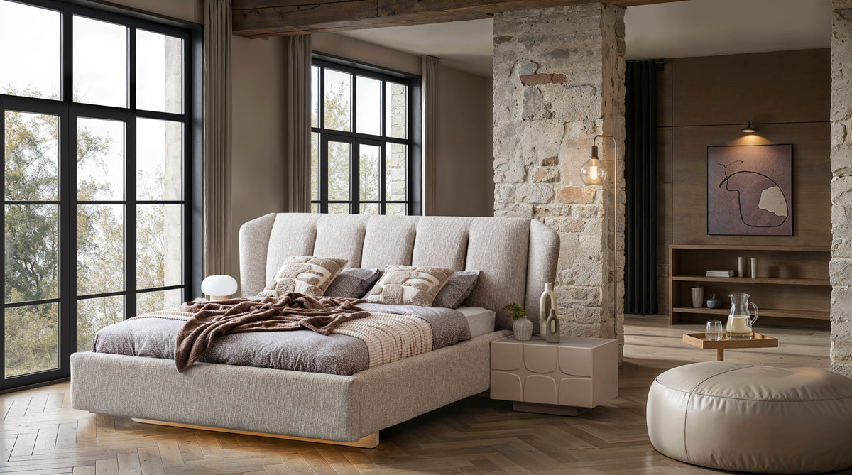 Тапицирано легло «Lorin» с място за съхранение, повдигащ механизъм