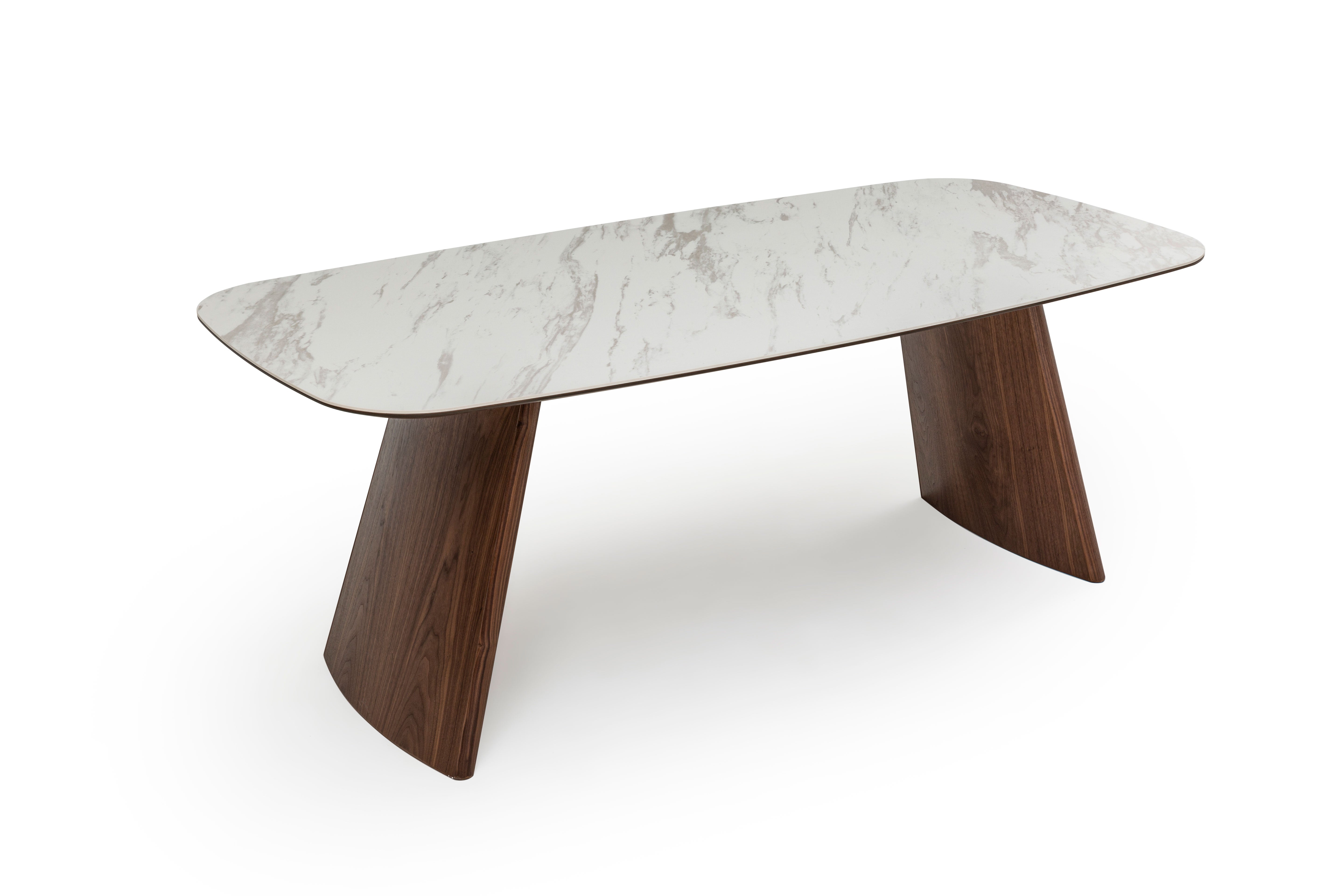 Трапезна маса «Delta Bej Walnut» + керамичен плот и естествен фурнир