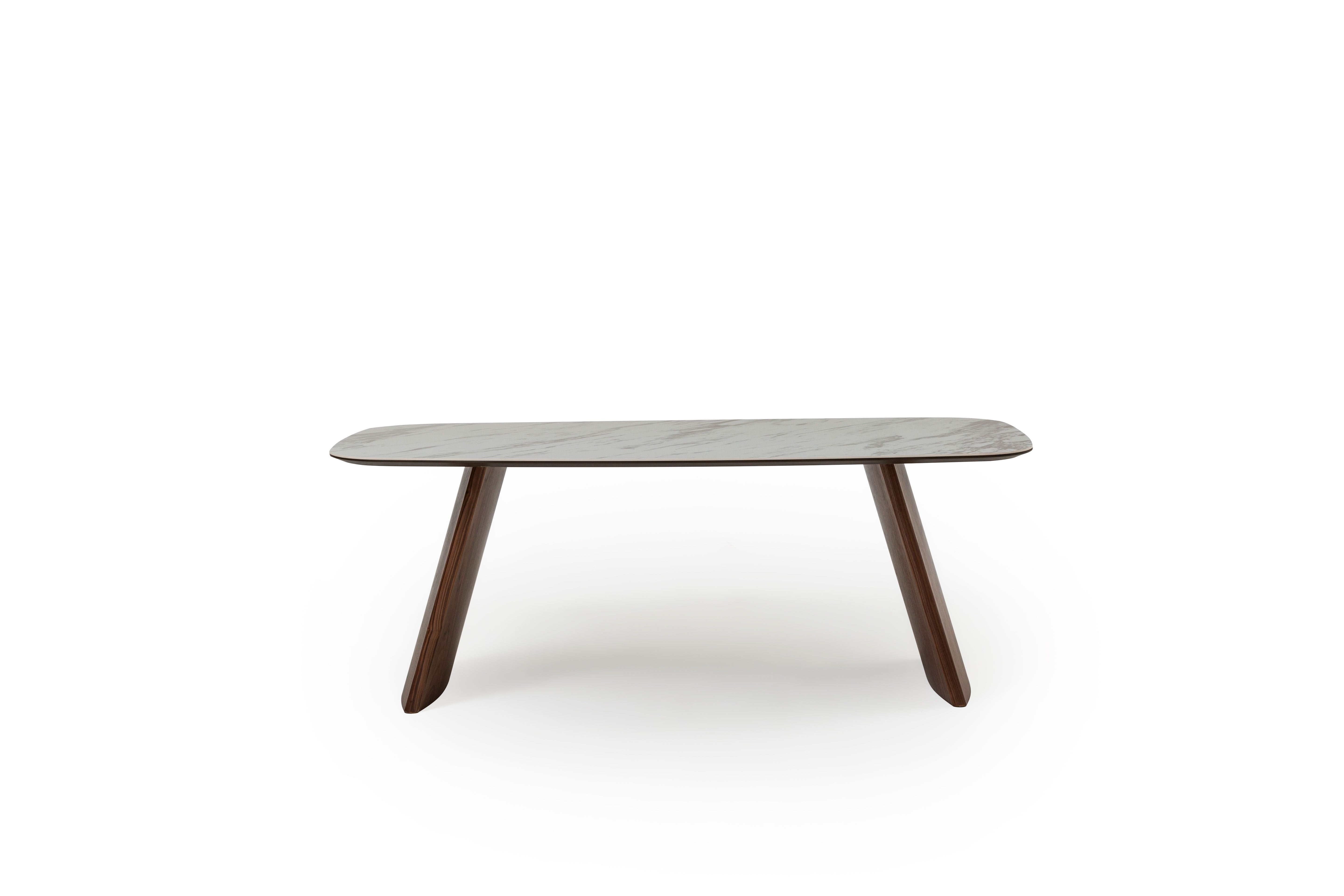 Трапезна маса «Delta Bej Walnut» + керамичен плот и естествен фурнир