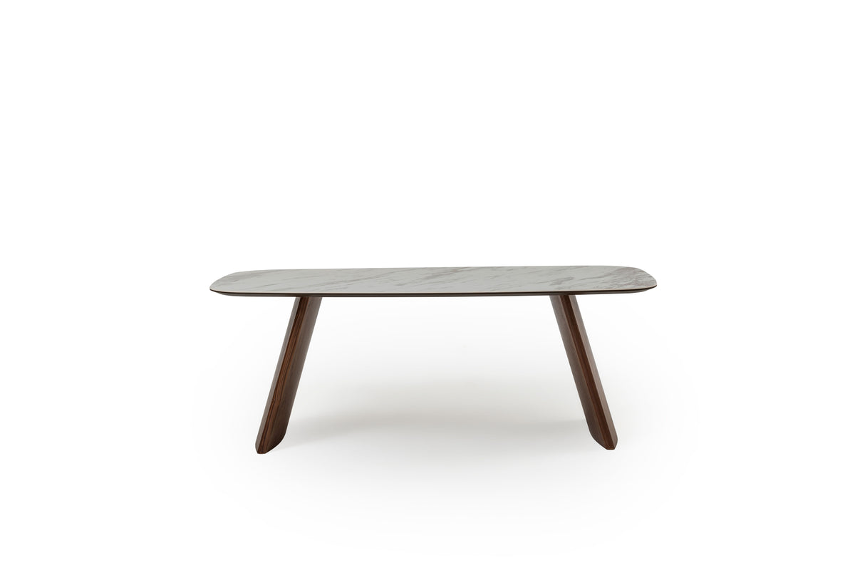 Трапезна маса «Delta Bej Walnut» + керамичен плот и естествен фурнир
