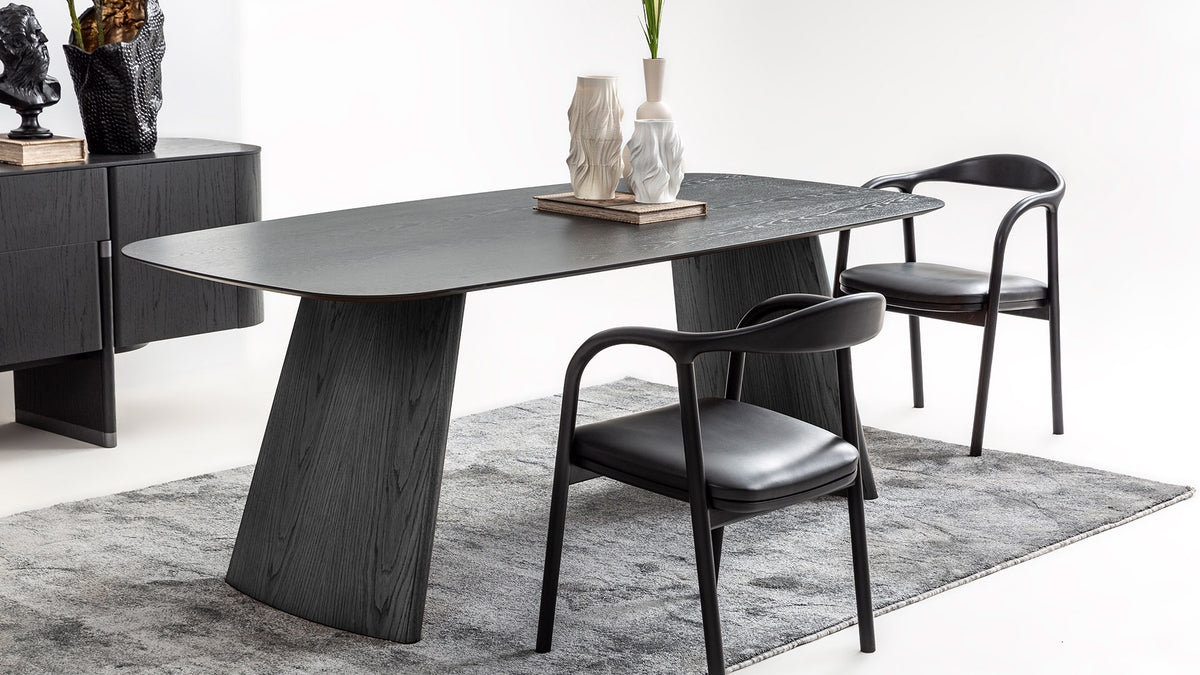 Трапезна маса «Delta Antrasit» + керамичен плот и естествен фурнир